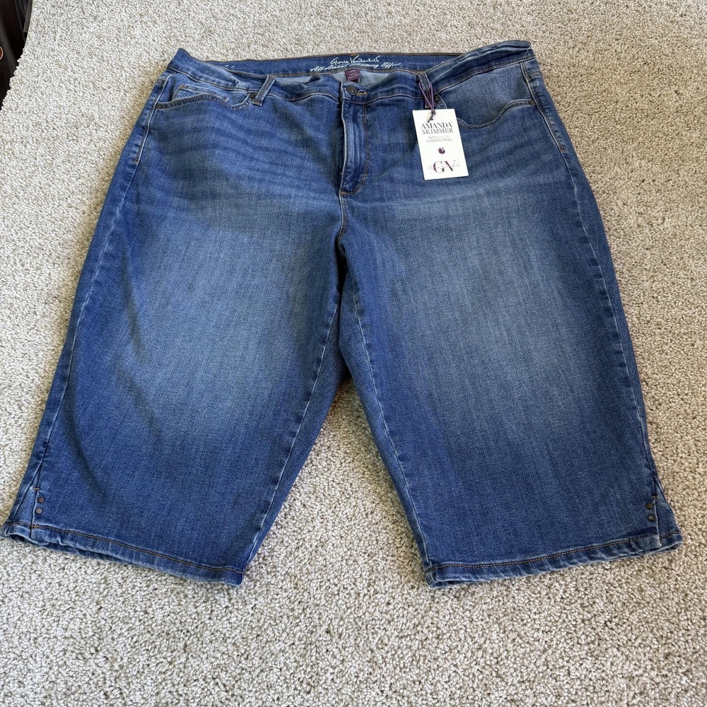 Gloria Vanderbilt Denim Skimmer Shorts Womens 20W Blue Amanda Slimming Stretch